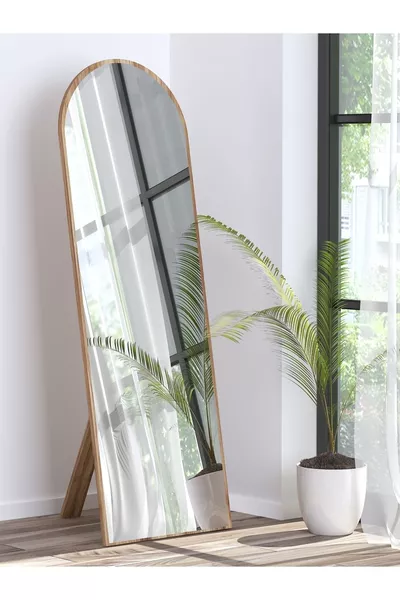 Miroir sur pied en noyer pour entrée, couloir, mur, salon, salle de bain, WC, bureau, chambre d'enfant, dimensions  cm