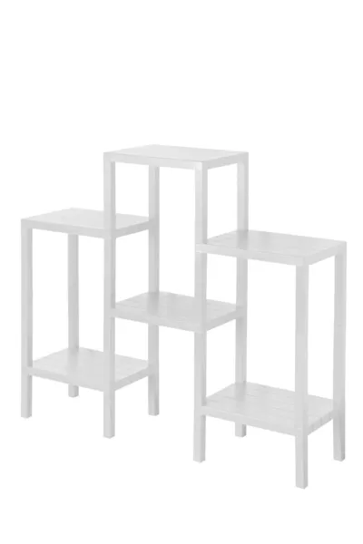 Ombeg 6-етажна полица за цветя, саксии, зимна градина, балкон, пластмасова рафтовa единица с дървесен вид