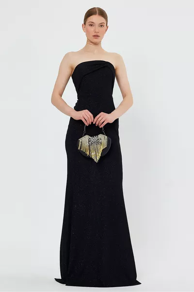 Вечерние платья без бретелек с воротником и рыбой с деталями