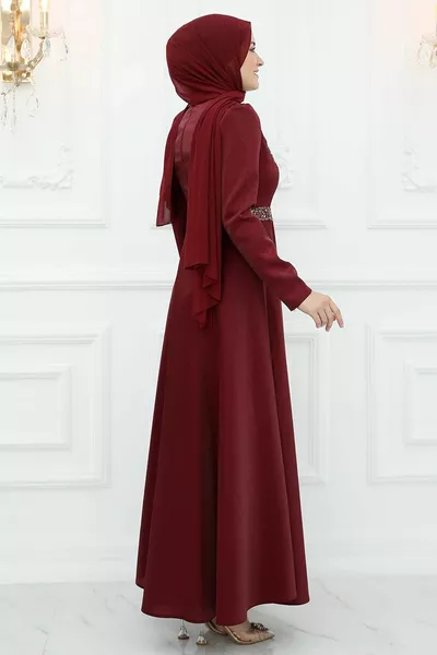 Beren Satin Abiti da Sera Borgogna