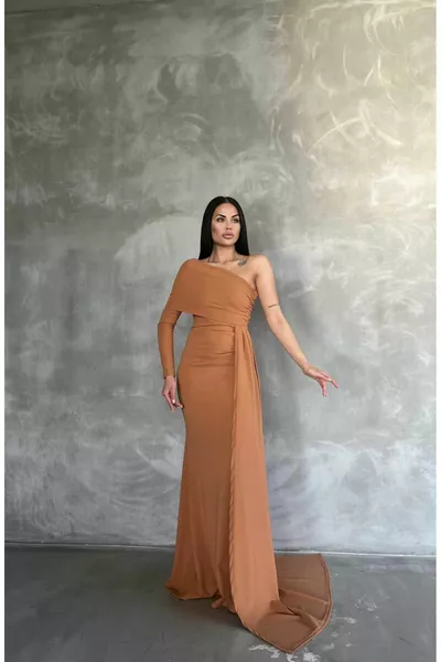 كم واحد تصميم شال التفاصيل ماكسي طول مساء اللباس