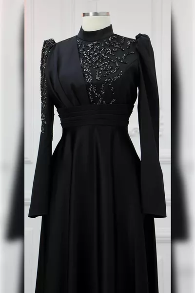 Vêtements Hijab Rümeysa Tissu Satiné Numérique Bsn Stone Prints Robe Hijab Robes de soirée