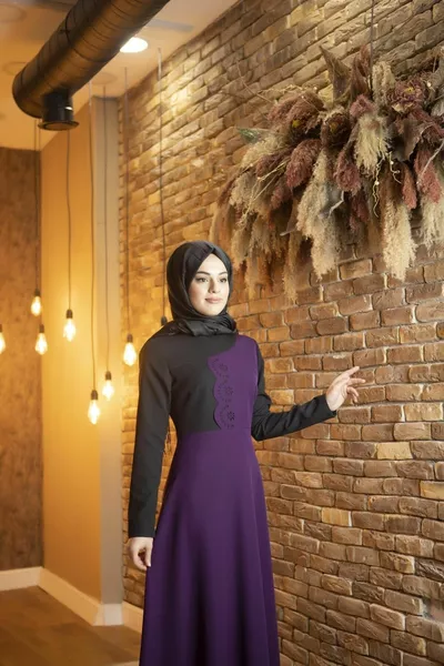 الأزهار طباعة الجبهة الأرجواني الحجاب مساء اللباس