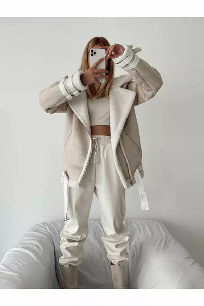 معطف نسائي مستورد من جلد الغزال