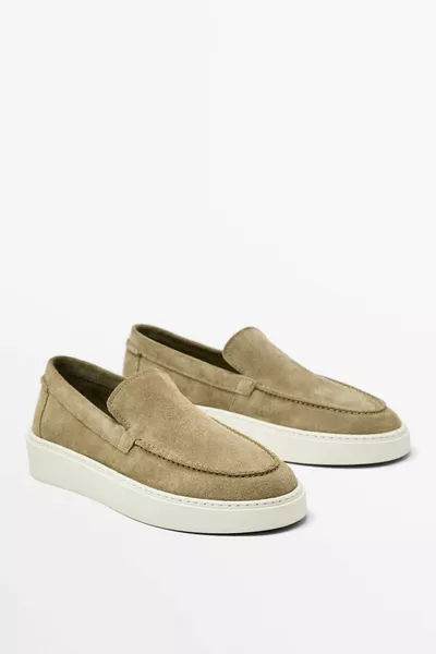 حذاء لوفر سميك من جلد الغزال