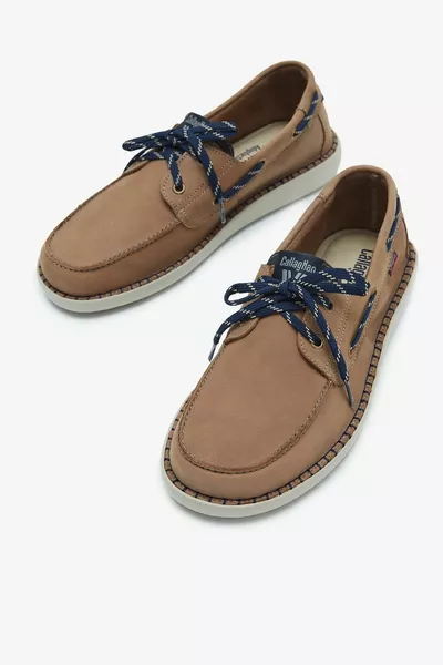 CALLAGHAN Mocassins en cuir véritable taupe pour hommes