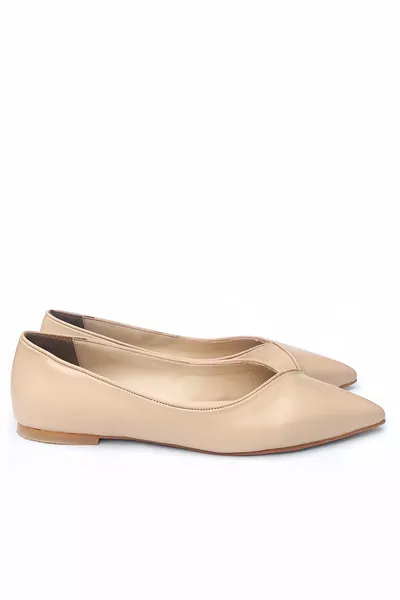 Genuine Leather Women Skin Leather Ballet Flats Shoes Casual Flat Casual Sole Pointed Toe 