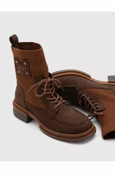 Wum جلد سويدي طبيعي متماسك المرأة الأحذية البنية