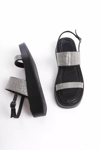 المرأة تصميم خاص الكاحل التعادل مزدوجة حزام الحجر الصنادل مفصلة