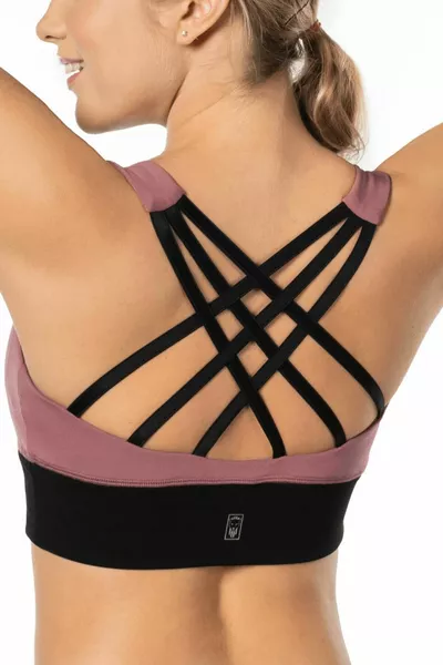 Dried Rose High Support Back Detailed Coated Sports Bra