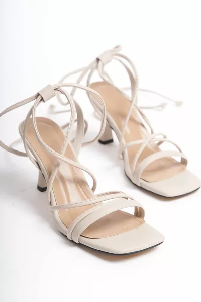 Women's Ankle Tie Beige Shoes