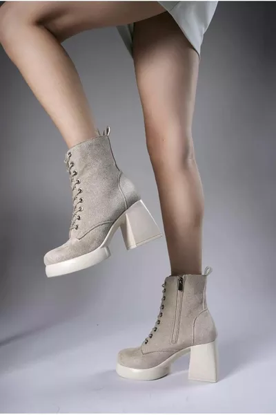 Seribo шнуровка на платформе подошва 9 см каблук женские сапоги TEN-Suede