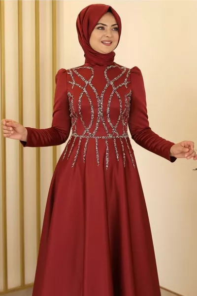 Zen Satijnen Avondjurken Bordeaux - Design - 