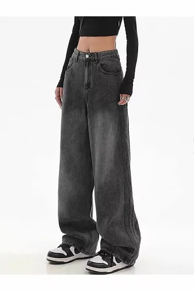 Pofidi Vintage Schwarze gewaschene Baggy Jeans