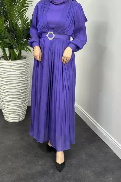 Seval Beli Belted Evening Dress Lilac