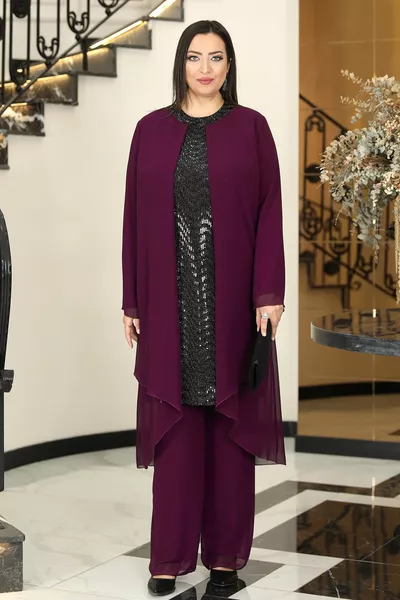 Dilan Plus Size Hijab Abito da Sera Set