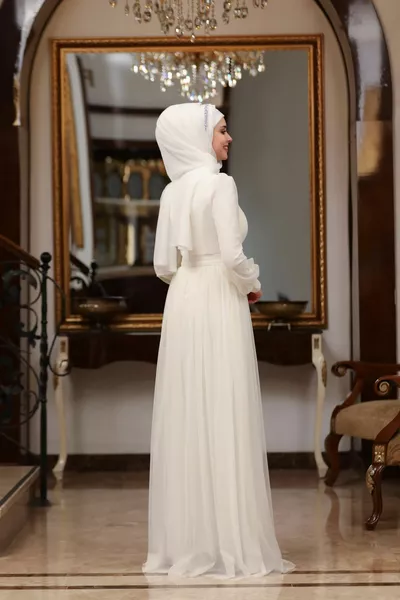 Belted Tulle Hijab Evening Dresses
