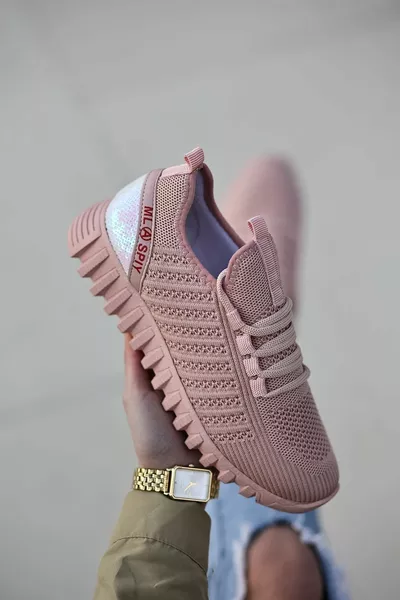 Dogi Lace Detailed Knitwear Women's Sneakers Powder