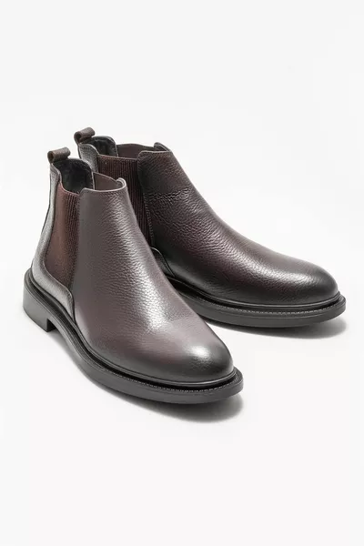 أحذية كاجوال رجالية جلدية من القهوة