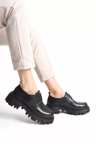 Ernila Shoes Mocassins à lacets en cuir véritable