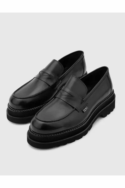 Мъжки черни обувки за мокасини от естествена кожа Arve