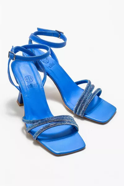 Sandali con tacco da donna blu