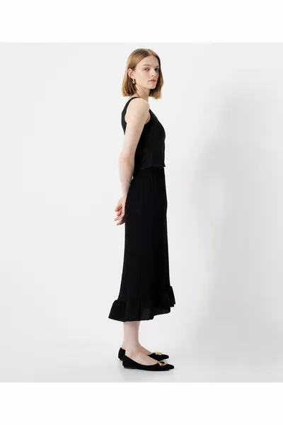 Flounced midi skirt