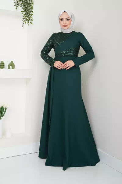 Пайети нос хиджаб русалка вечерна рокля 