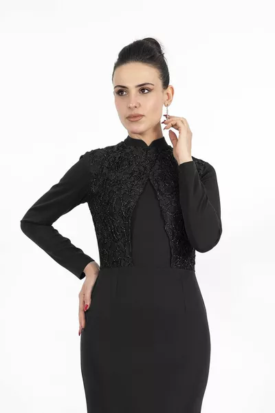 نسائي أسود بالإضافة إلى حجم محجب سمك سهرة ts