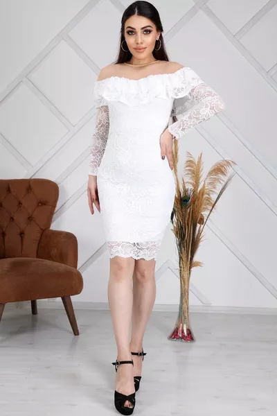 Abiti da sera corti in tulle pizzo bianco da donna