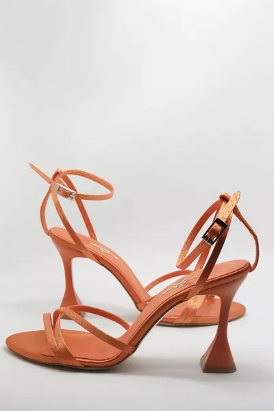 Chaussures pour femmes bleu orange avec liens à la cheville talons aiguilles