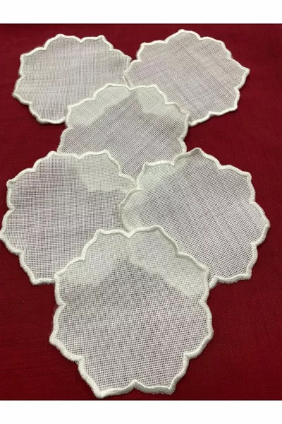 6 Tovaglioli da Cocktail Ricamabili in Punto Croce