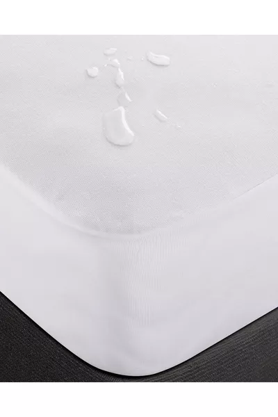 Водонепроницаемый натяжной наматрасник для двуспальной кровати Alaise - белый