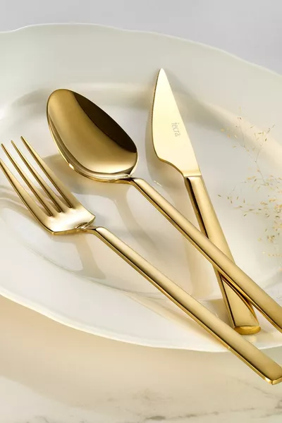 Set di posate Doğa Gold forchetta, cucchiaio, coltello pezzo