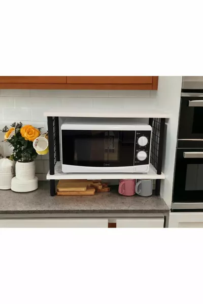 Microwave Rack Countertop Shelf Peaceful Kitchen Rack Spice Rack 2-Tier Organizer with Hook Gift