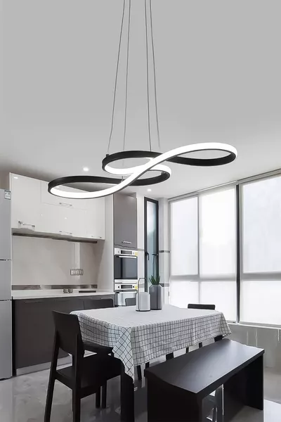 Plafonnier LED suspendu moderne Rimaldo noir avec LED blanche pour salon, cuisine, chambre et hall