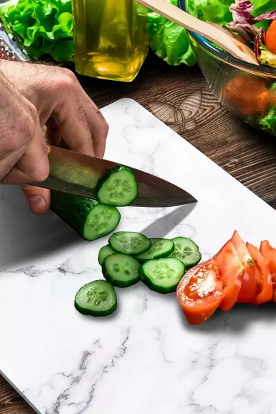 Cam Kesme Tahtası Sunumluk Beyaz Mermer Desenli cm