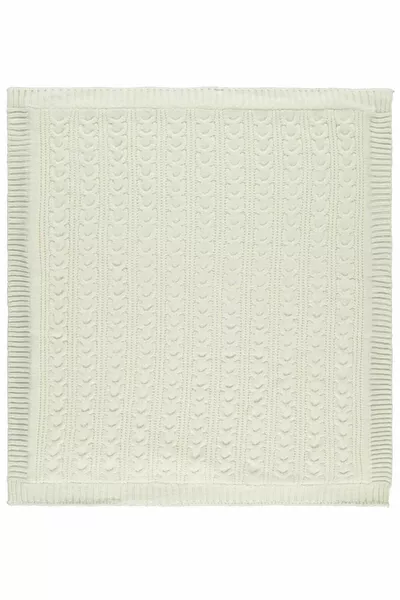 Бежова трикотажна одеяло с орнамент на конска опашка (крем / ) Райе  x  вълна Устойчива на избледняване Единична