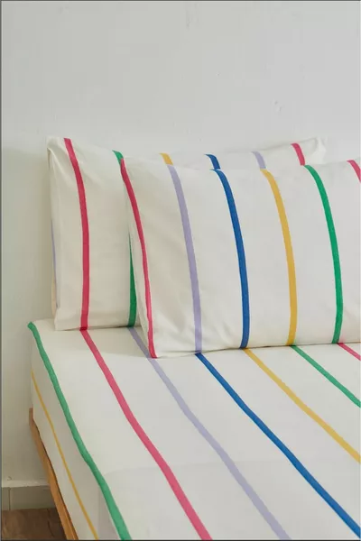 Летен чаршаф с ластик и калъфка от памук - Еднолицев - Двулицев - Голям размер