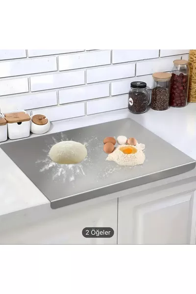 لوح تقطيع معدني مقاوم للصدأ بسمك سم واحد، حماية للطاولة، متعدد الاستخدامات للمطبخ