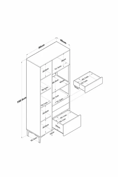 Rani Multi-Purpose Cabinet 2-Door 3-Drawer Pantry Kitchen Cabinet White
