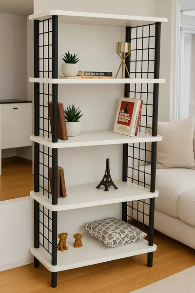 Kitaplık 5 Raflı Geniş Ayakkabılık Banyo Düzenleyici Klasörlük Dekoratif Mutfak Rafı