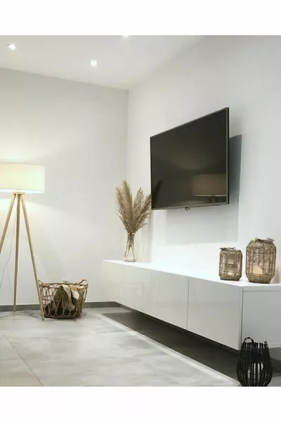 Joy TV Unit TV Stand Lower Module White Cm MDF