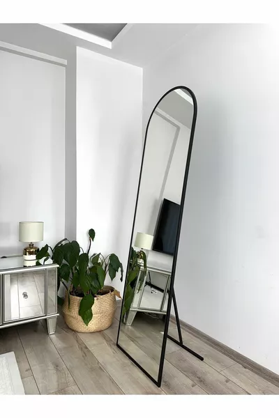 Black Metal Framed Cm Oval Floor Mirror