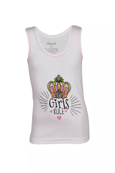 6-Pack Girls' Tank Tops with Wide Straps and Printed Design