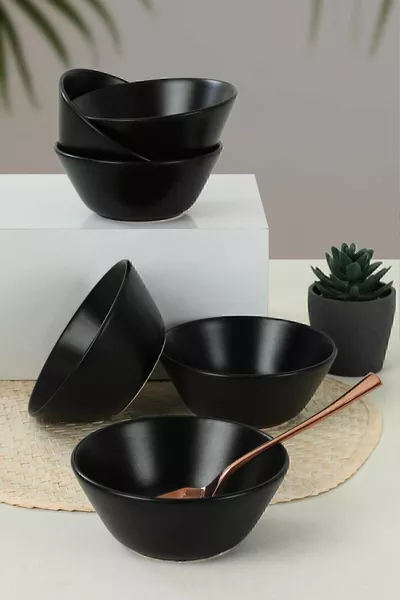 Ciotola per zuppa Hitit opaca nera Cm 6 pezzi