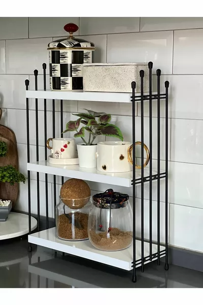 TRIPLE WIRE SHELF Kitchen Shelf WHITE Countertop Shelf Coffee Corner Shelf Bathroom Shelf Spice Rack