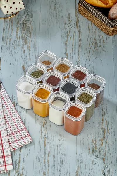 Barattolo per spezie in acrilico con etichetta, contenitore da ML