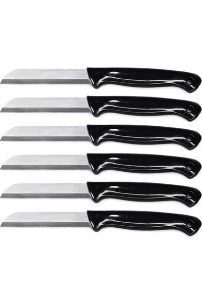Black Glittery 6-Piece Fruit Knife Set