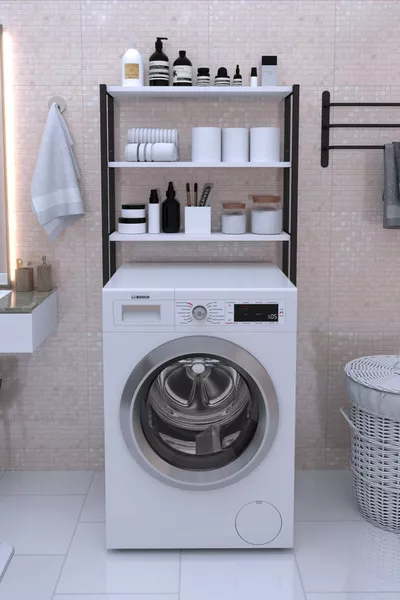 Organizzatore Bianco a 3 Ripiani da Sopra Lavatrice per Bagno